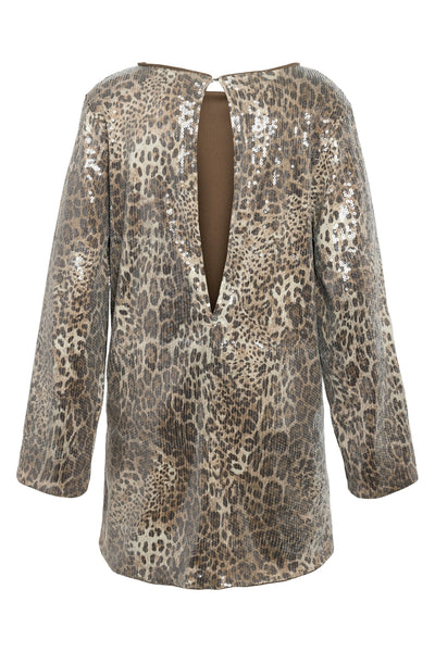 JESSY Mini pailletkjole Leopard