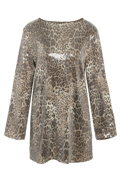 JESSY Mini pailletkjole Leopard