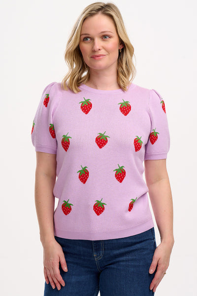 Pullover med jordbær print