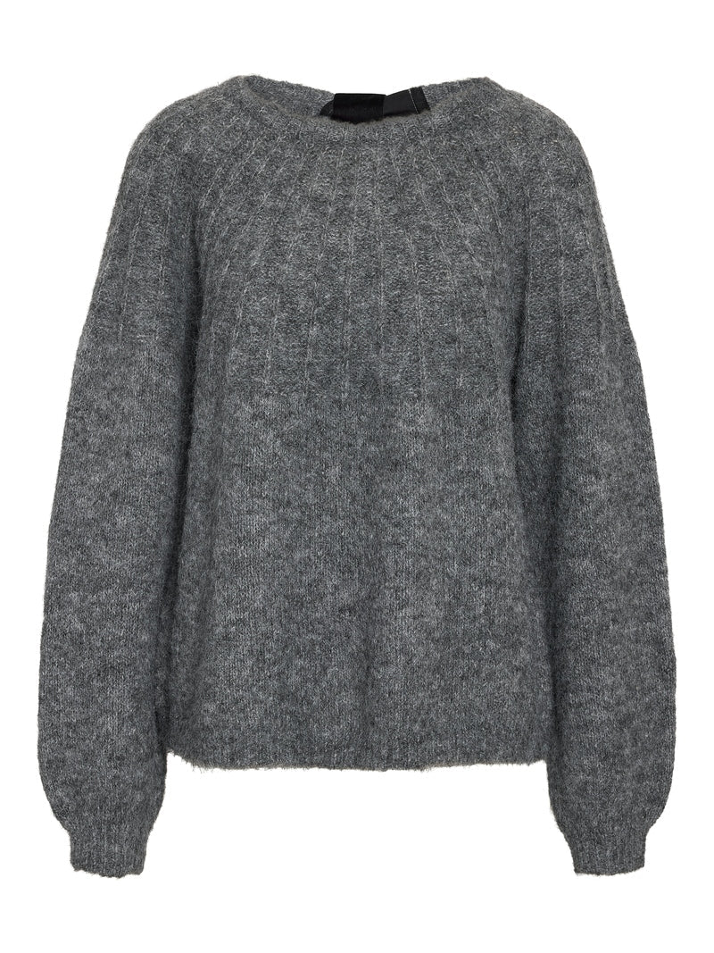 SUTTON Strik Pullover M/ Sløjfe Grå