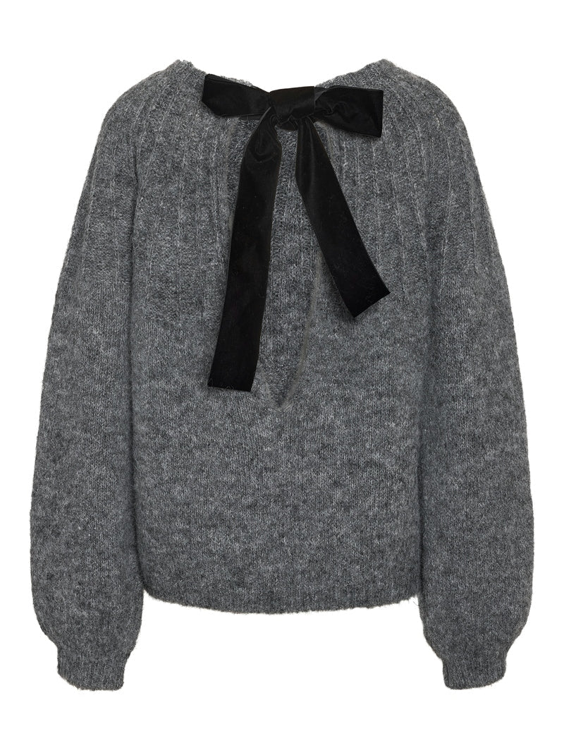 SUTTON Strik Pullover M/ Sløjfe Grå