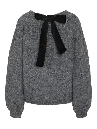 SUTTON Strik Pullover M/ Sløjfe Grå