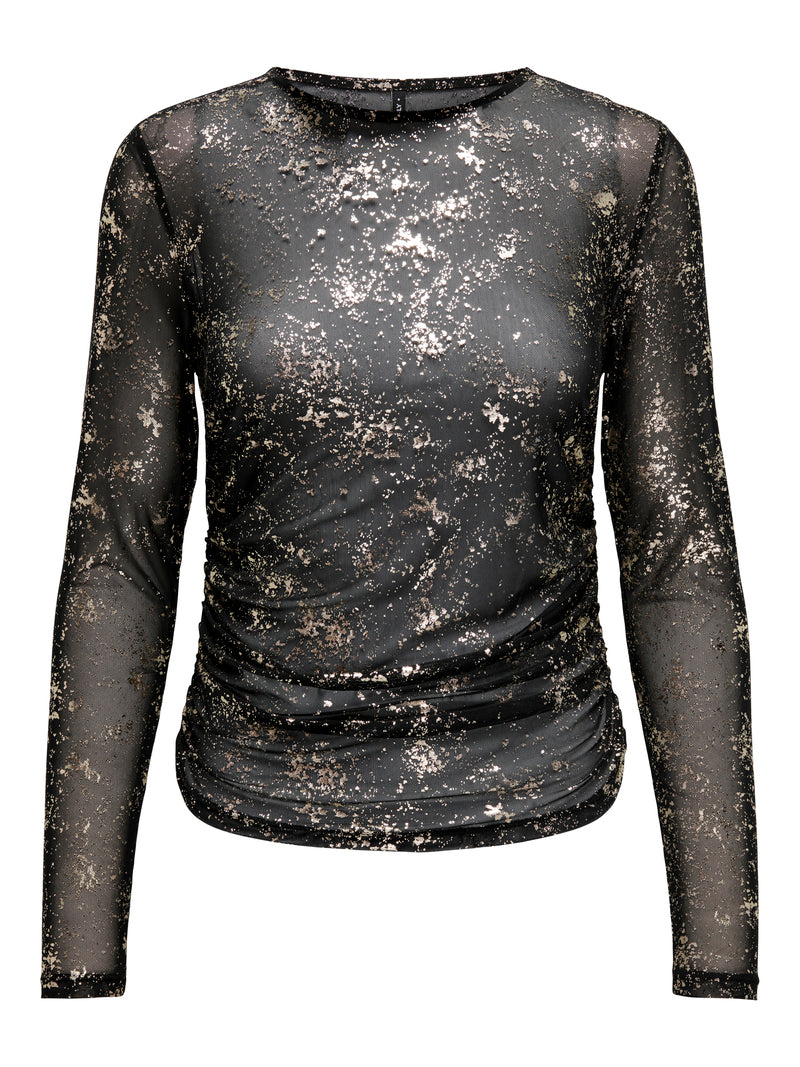 CARERICA Mesh Bluse Sort/Guld