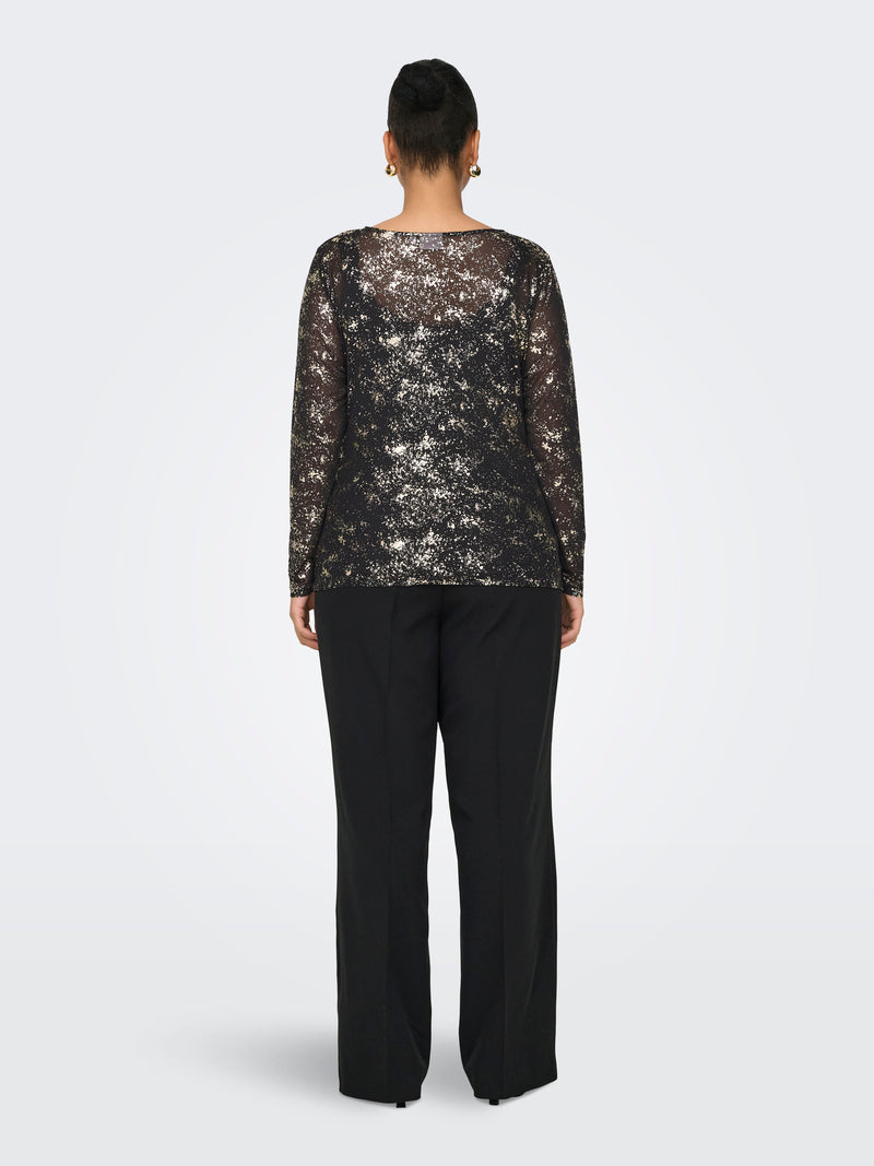 CARERICA Mesh Bluse Sort/Guld