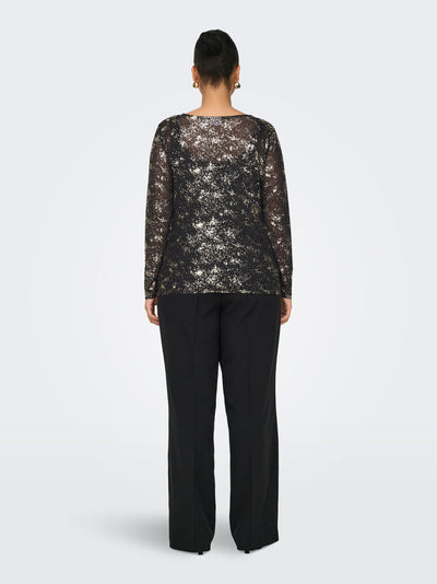 CARERICA Mesh Bluse Sort/Guld