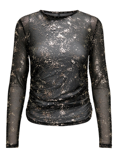 CARERICA Mesh Bluse Sort/Guld