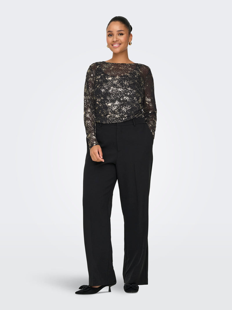 CARERICA Mesh Bluse Sort/Guld