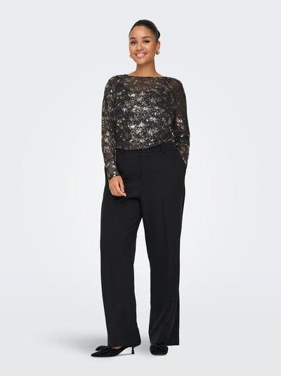CARERICA Mesh Bluse Sort/Guld