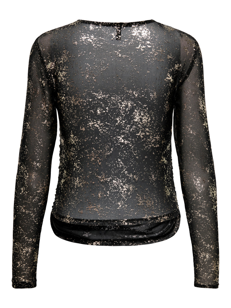 CARERICA Mesh Bluse Sort/Guld