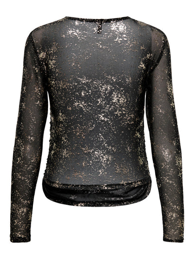 CARERICA Mesh Bluse Sort/Guld
