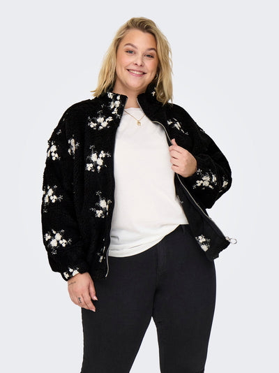 CARVALENTINA Teddy bluse M/lynlås Sort