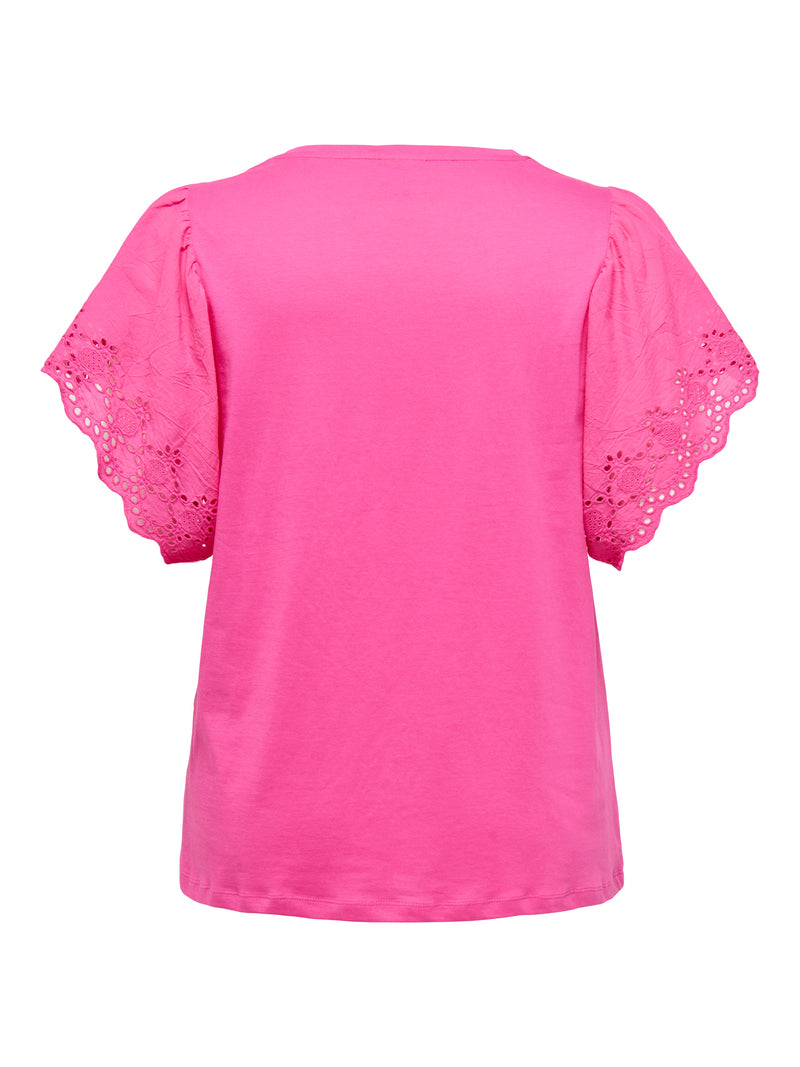 CARHELENA Kortærmet Bluse Broderi Anglaise Pink
