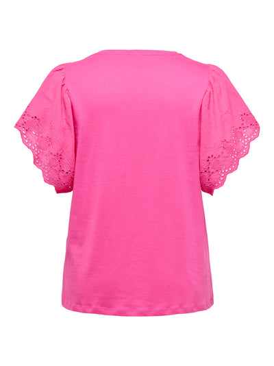 CARHELENA Kortærmet Bluse Broderi Anglaise Pink