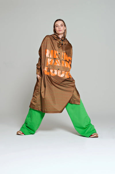RegnPoncho  Breton Brun/Grøn/Orange