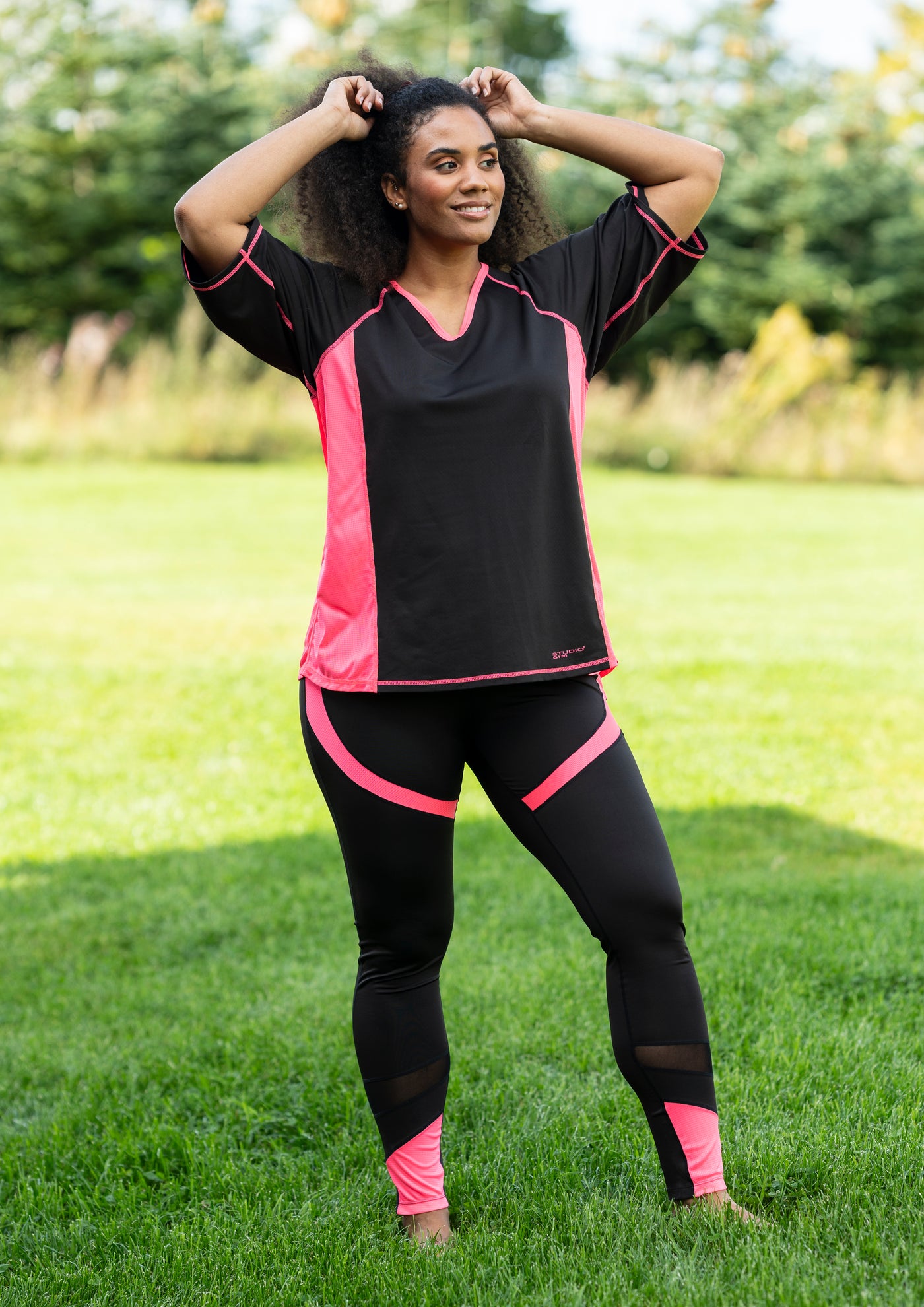 Fitness T-shirt Sort/Pink