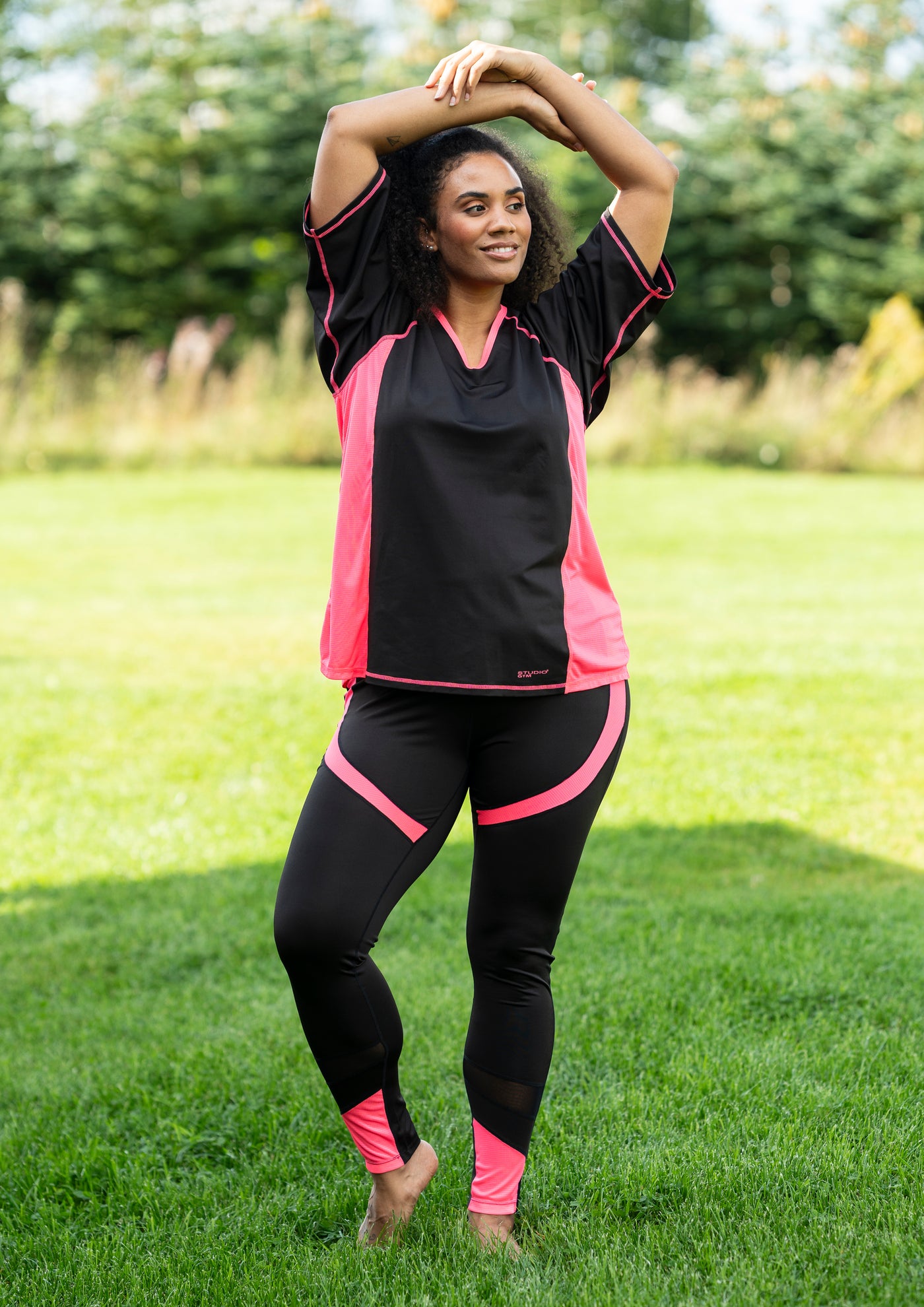 Fitness T-shirt Sort/Pink