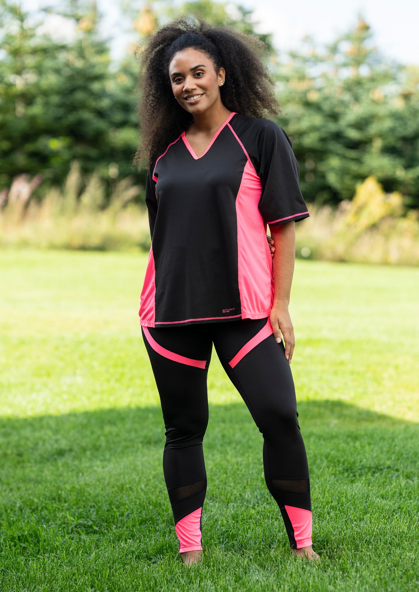Fitness T-shirt Sort/Pink
