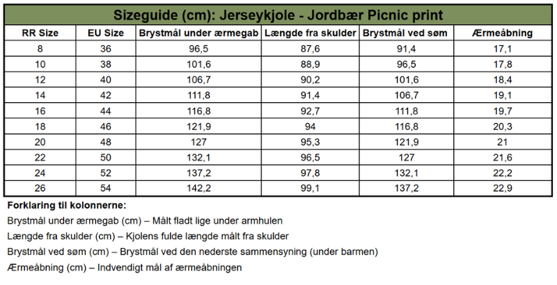Jersey Kjole med Jordbær Picnic Print - Strawberry Picnic Smock Dress