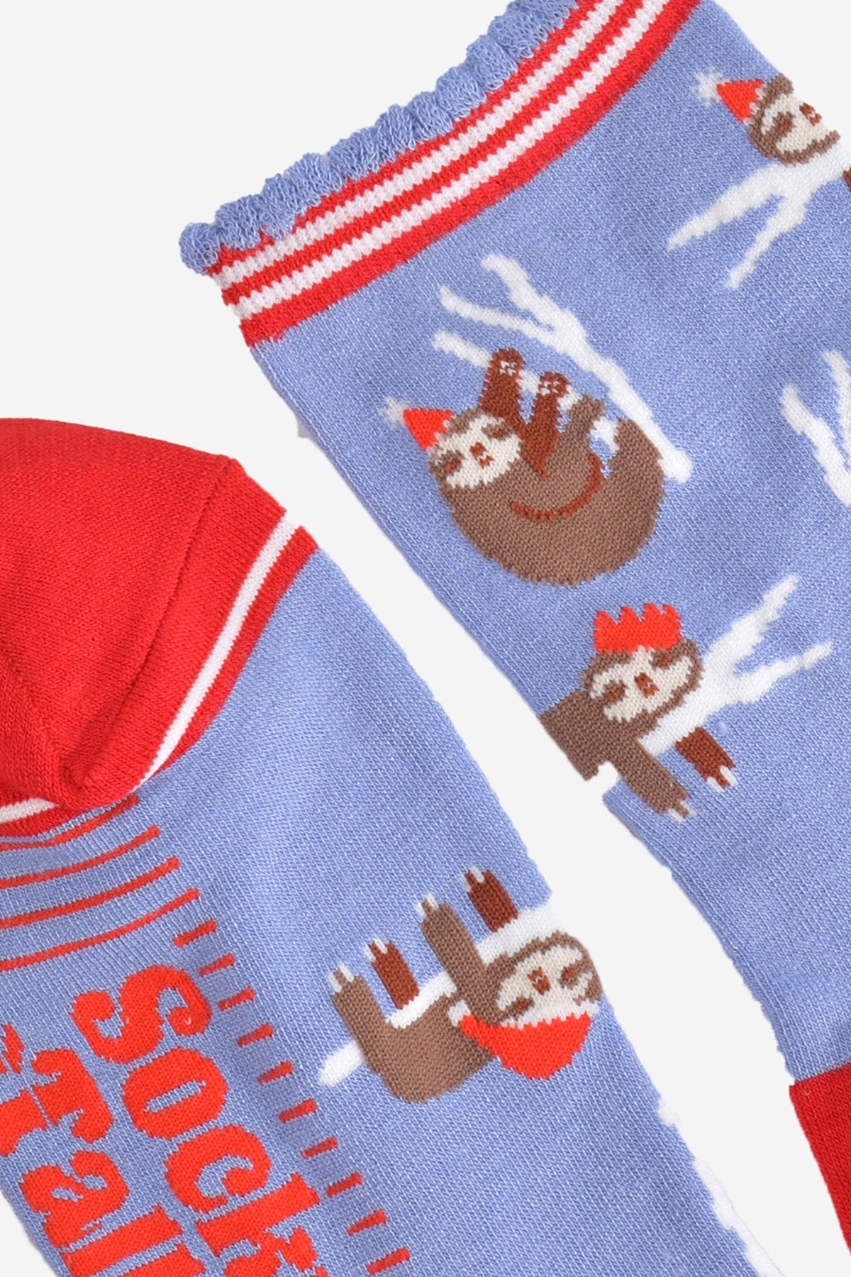 Sock Talk julebambusstrømper – nærbillede af mønster og kant