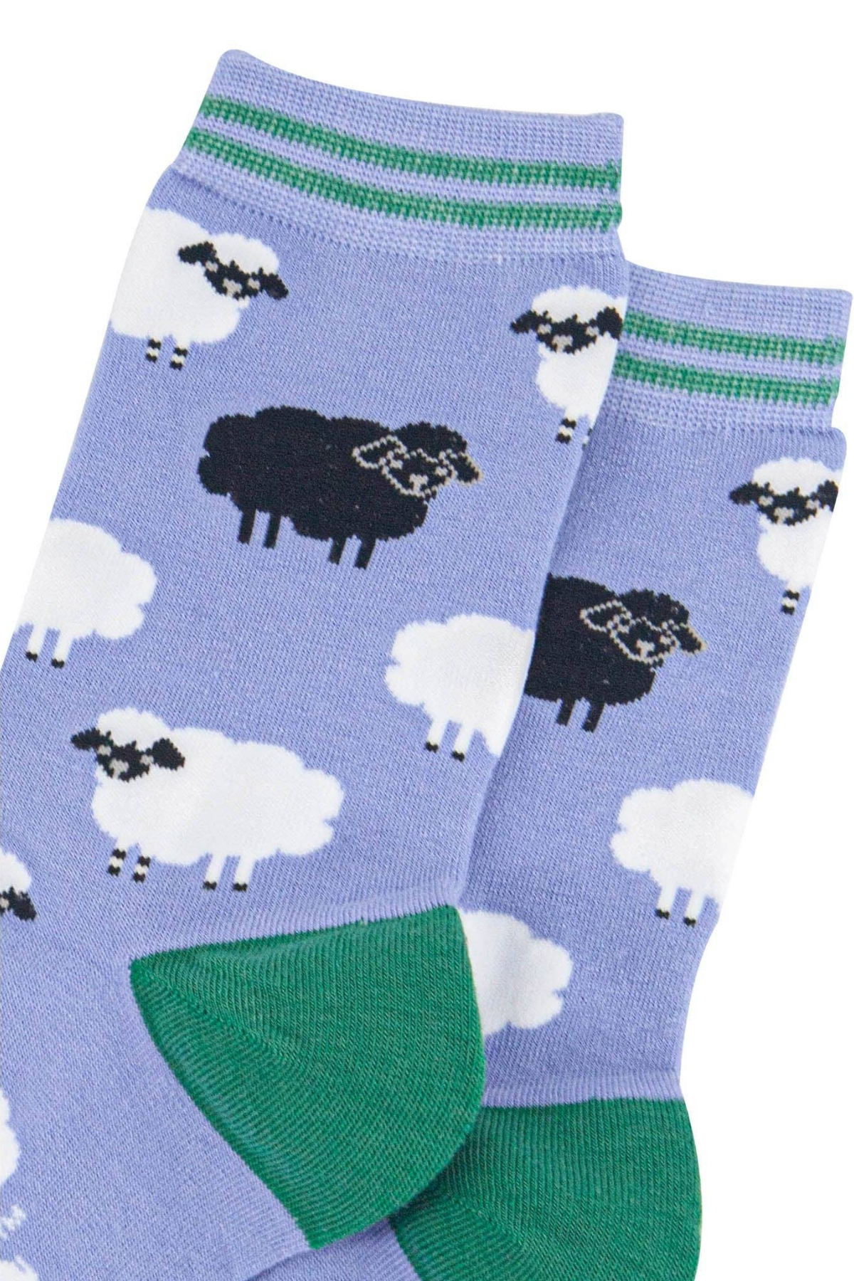 Sock Talk bambusstrømper i lavendel med grøn hæl og tå