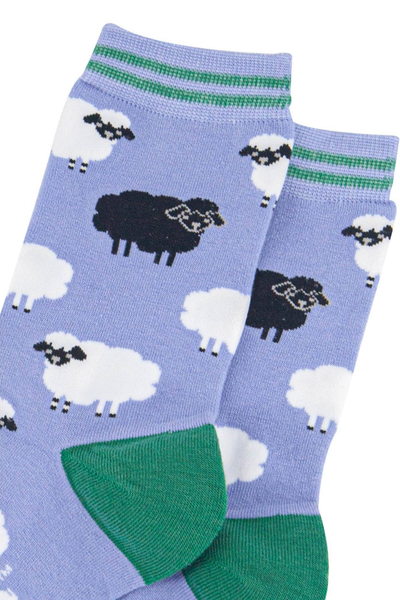 Sock Talk bambusstrømper i lavendel med grøn hæl og tå