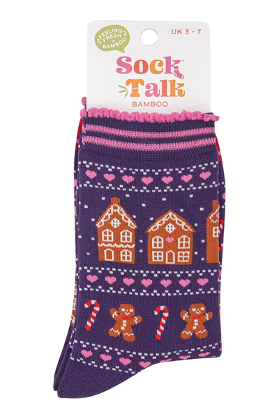 Produktfoto af Sock Talk Gingerbread Village strømper i emballage