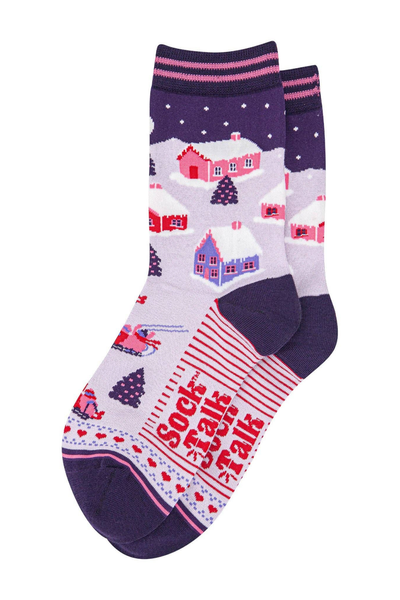 Bambussokker med vintermotiv og juletræer fra Sock Talk