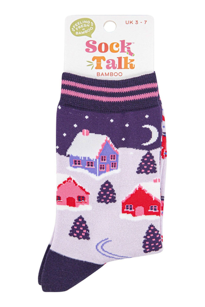 Emballagebillede af Winter Village bambusstrømper fra Sock Talk