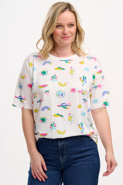 Hvid t-shirt med print