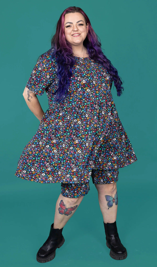 Oversized Jerseykjole Boogie Bones Sort/Multifarvet