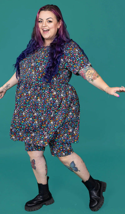 Oversized Jerseykjole Boogie Bones Sort/Multifarvet