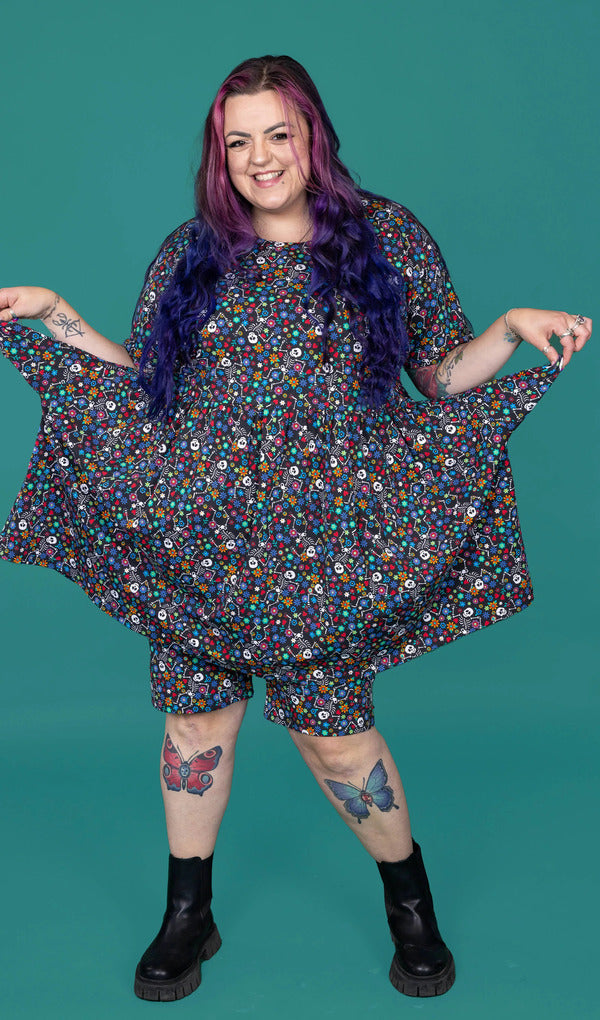 Oversized Jerseykjole Boogie Bones Sort/Multifarvet
