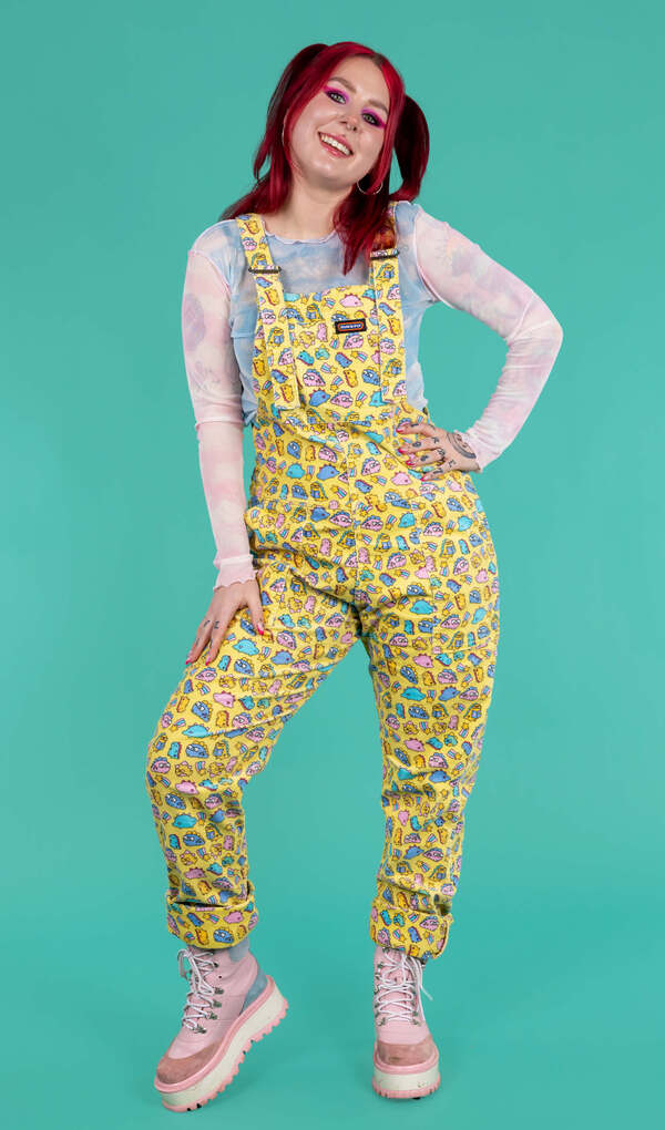 Dungarees Chonky Dino Fløjl Gul