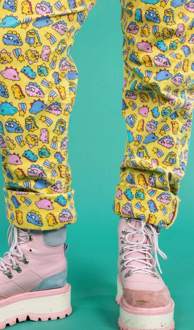 Dungarees Chonky Dino Fløjl Gul