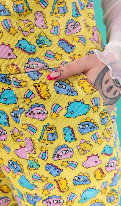 Dungarees Chonky Dino Fløjl Gul