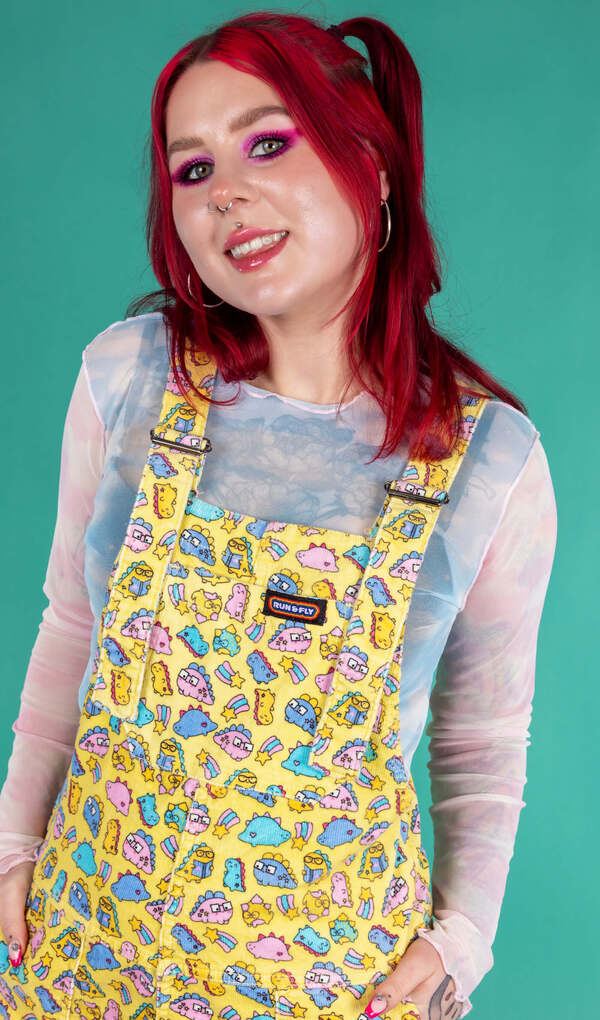 Dungarees Chonky Dino Fløjl Gul