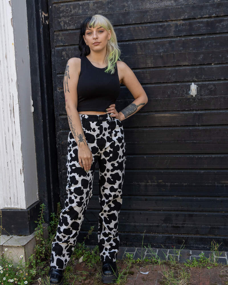 Bukser "Cow Print" Sort/Hvid