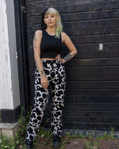 Bukser "Cow Print" Sort/Hvid