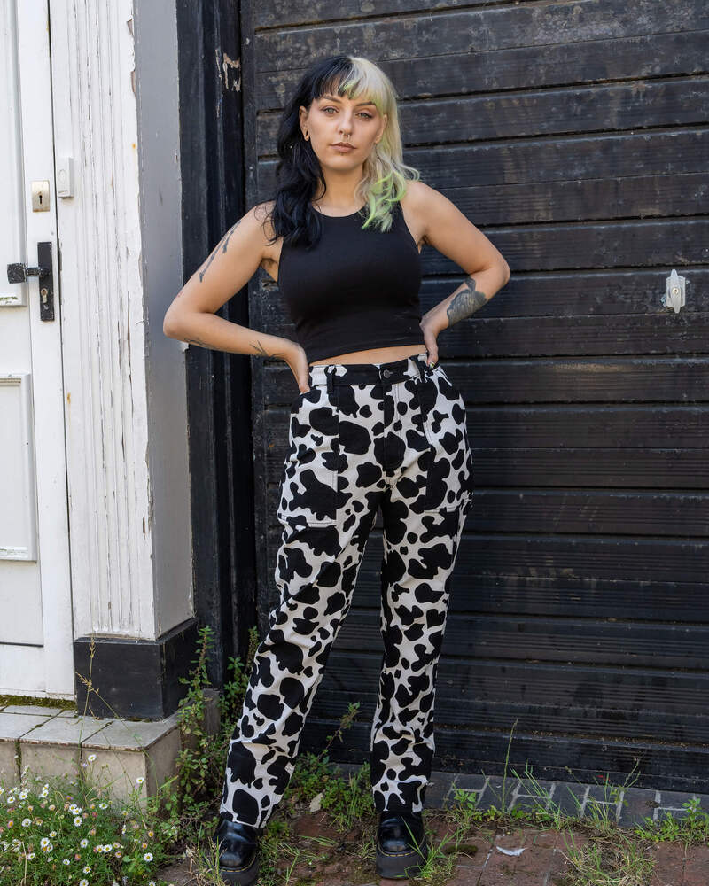 Bukser "Cow Print" Sort/Hvid