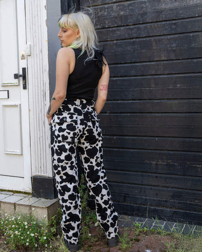 Bukser "Cow Print" Sort/Hvid