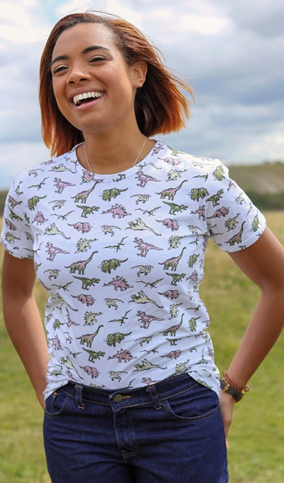 T-shirt Jurassic Dinosaur Hvid