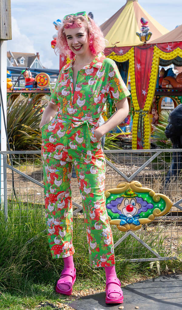 Jumpsuit In The Geese Garden Lysegrøn/Rød