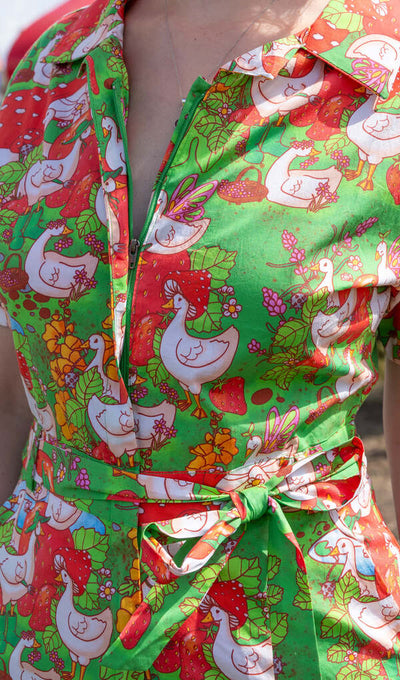 Jumpsuit In The Geese Garden Lysegrøn/Rød