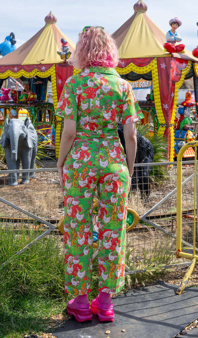 Jumpsuit In The Geese Garden Lysegrøn/Rød