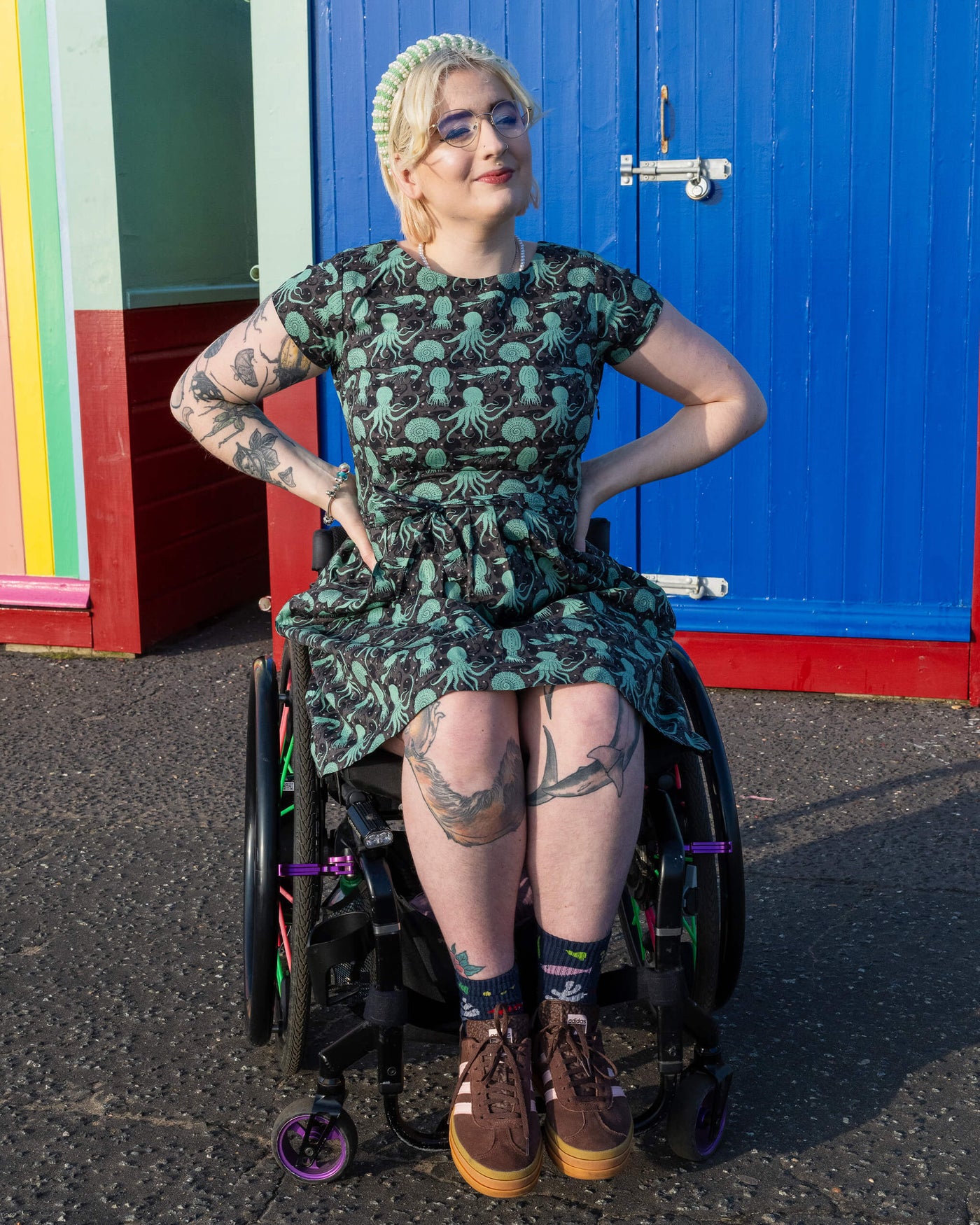 Green Seas Tea Dress Grå/Mint