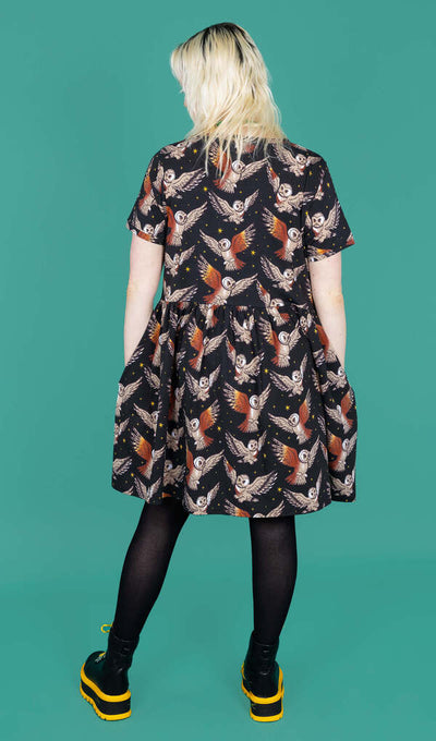 Oversized Jerseykjole What a Hoot Owl Sort/Brun