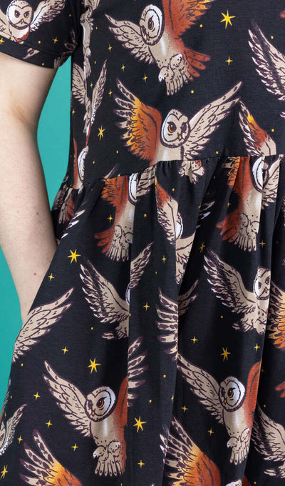 Oversized Jerseykjole What a Hoot Owl Sort/Brun
