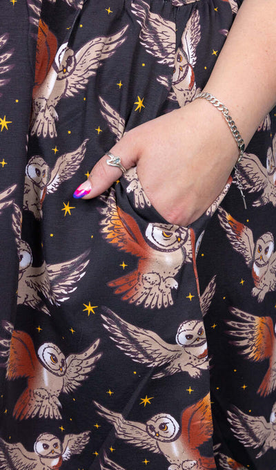 Oversized Jerseykjole What a Hoot Owl Sort/Brun