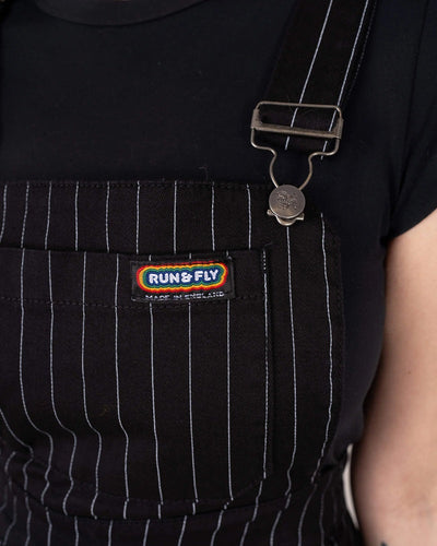 Flared Pinafore Dress Nålestribet Sort/Hvid