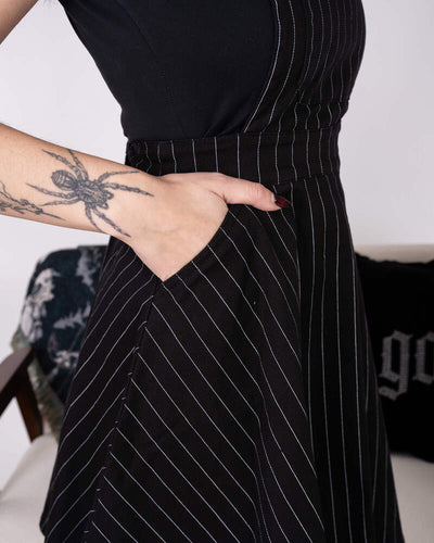 Flared Pinafore Dress Nålestribet Sort/Hvid